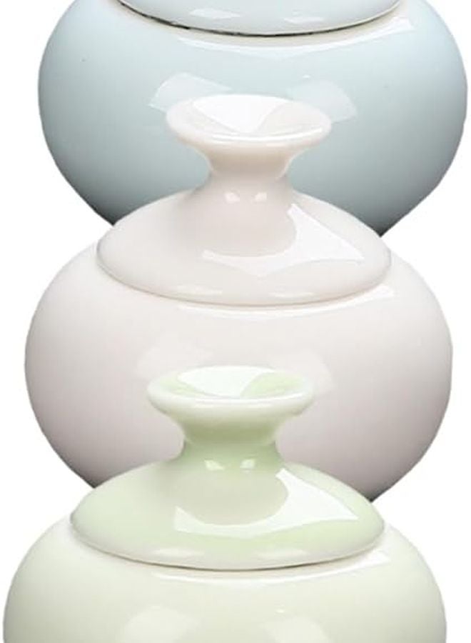 3Pcs White Ceramic Travel Jars For Cosmetics Lip Balm And Face Cream - Image 1